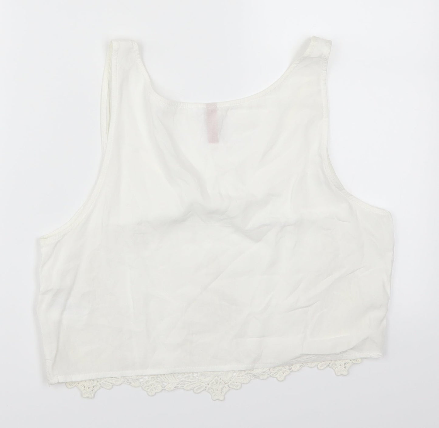 Womens UK Size 8 H&M White Cropped Tank