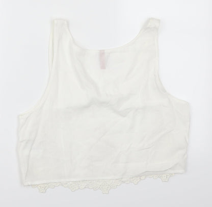 Womens UK Size 8 H&M White Cropped Tank