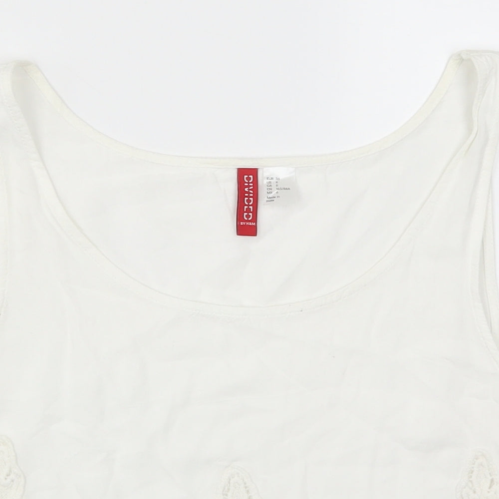 Womens UK Size 8 H&M White Cropped Tank