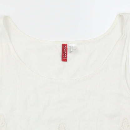 Womens UK Size 8 H&M White Cropped Tank