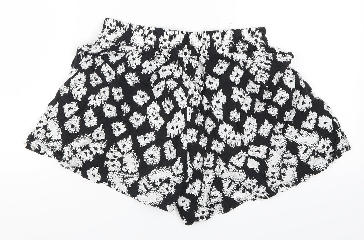 Vero Womens Black Animal Print  Paperbag Shorts Size S