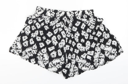 Vero Womens Black Animal Print  Paperbag Shorts Size S