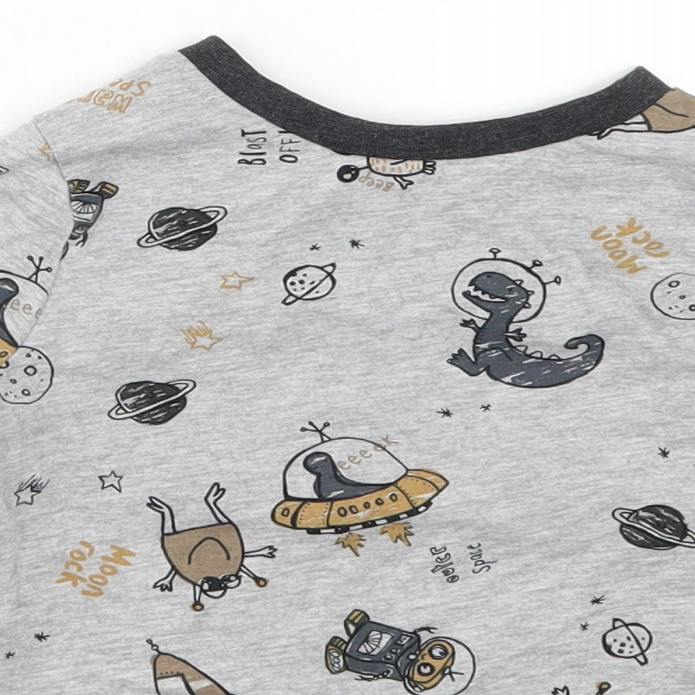 George Boys Grey   Basic T-Shirt Size 3-4 Years  - Dinosaurs and Aliens