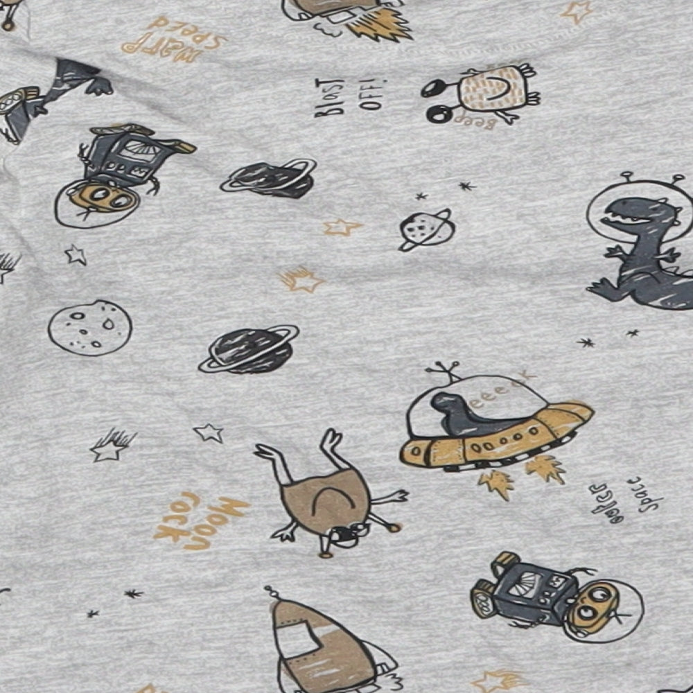 George Boys Grey   Basic T-Shirt Size 3-4 Years  - Dinosaurs and Aliens