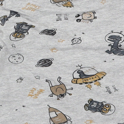 George Boys Grey   Basic T-Shirt Size 3-4 Years  - Dinosaurs and Aliens
