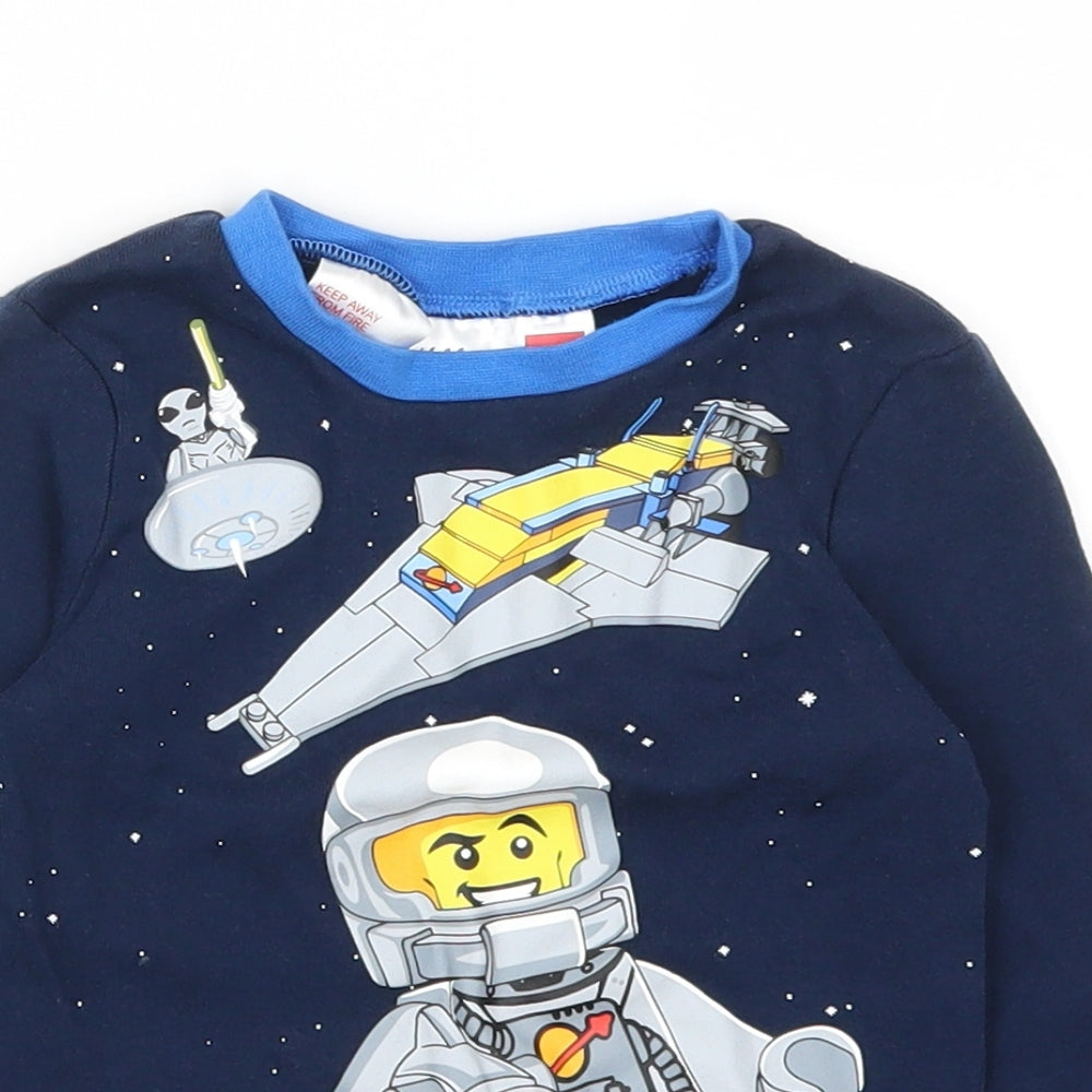 H&M Boys Blue Solid   Pyjama Top Size 3-4 Years  - Blast Off to Bed Lego