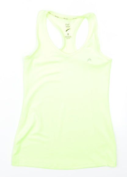 Additional front view of F&F women’s yellow basic tank, size UK 8, - racerback