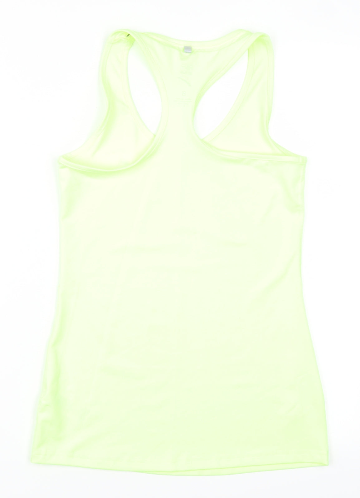 Back view of F&F women’s yellow basic tank, size UK 8, - racerback