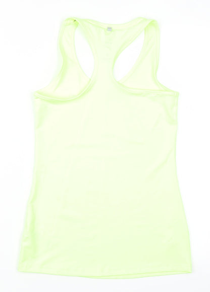 Back view of F&F women’s yellow basic tank, size UK 8, - racerback