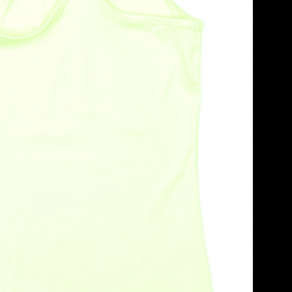 Brand and care label for F&F women’s yellow basic tank, size UK 8, - racerback