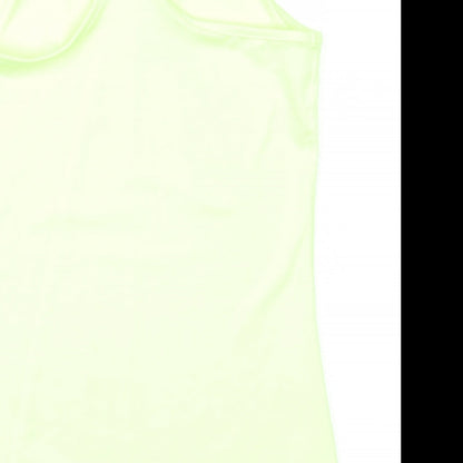 Brand and care label for F&F women’s yellow basic tank, size UK 8, - racerback