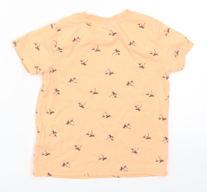 Back view of Primark boys’ orange basic t-shirt, size 3-4, years - palm trees