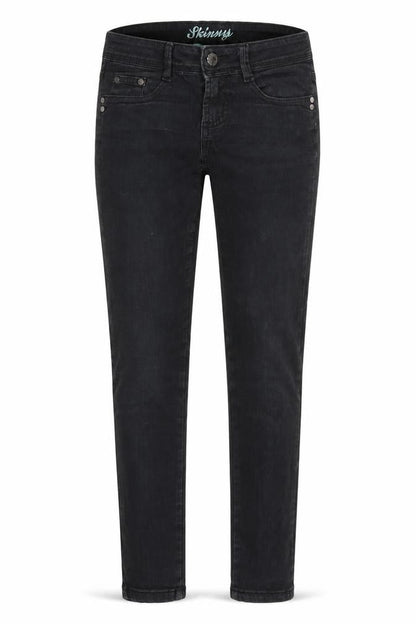 Front view of Denim Co women’s black denim skinny jeans, size UK 6, 29.5-inch leg