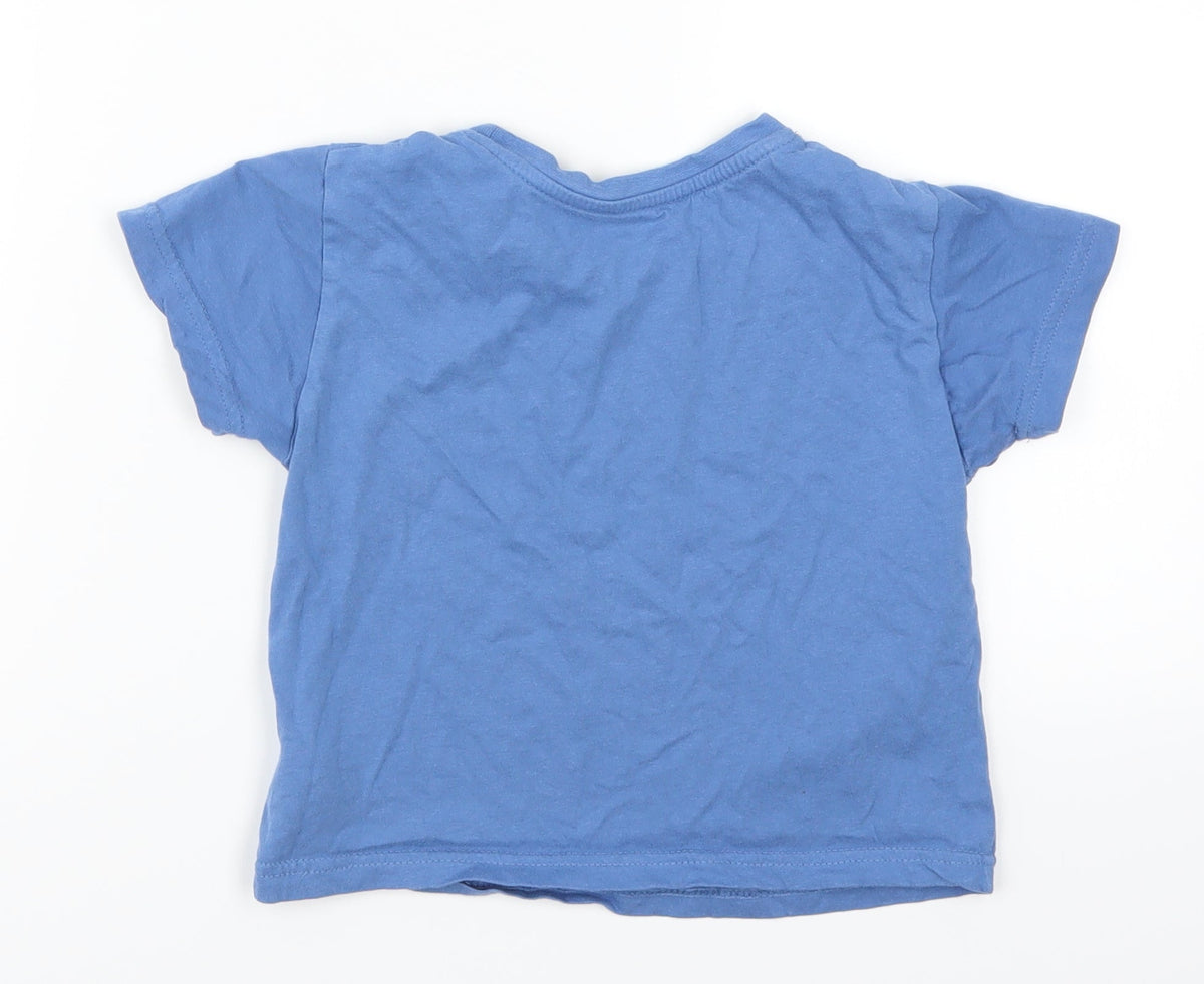 Back view of Primark boys’ blue basic t-shirt, size 3-4, years - california sunset
