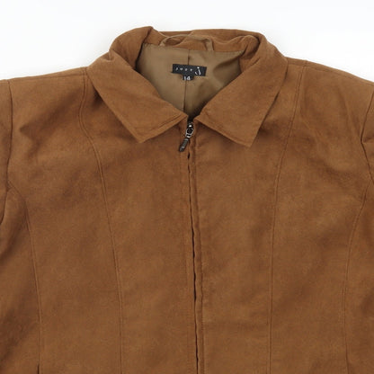 Close-up detail of Just J women’s brown jacket, size UK 14