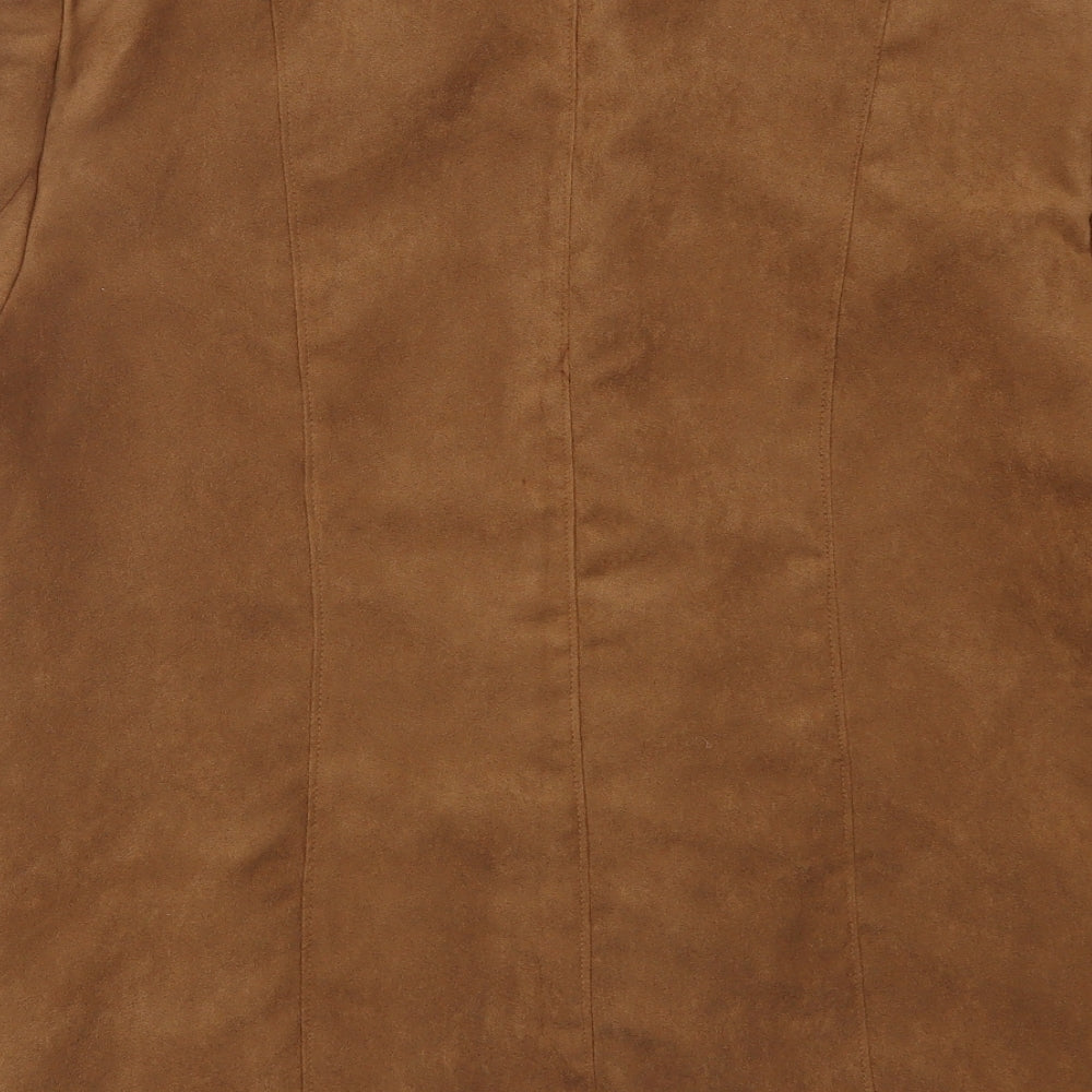 Brand and care label for Just J women’s brown jacket, size UK 14