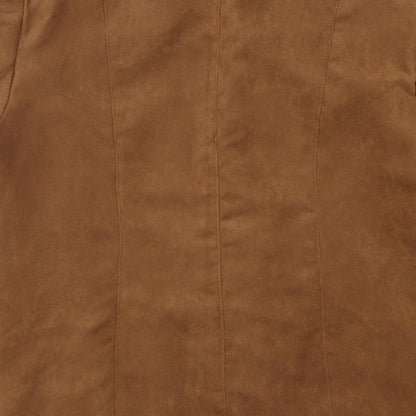 Brand and care label for Just J women’s brown jacket, size UK 14