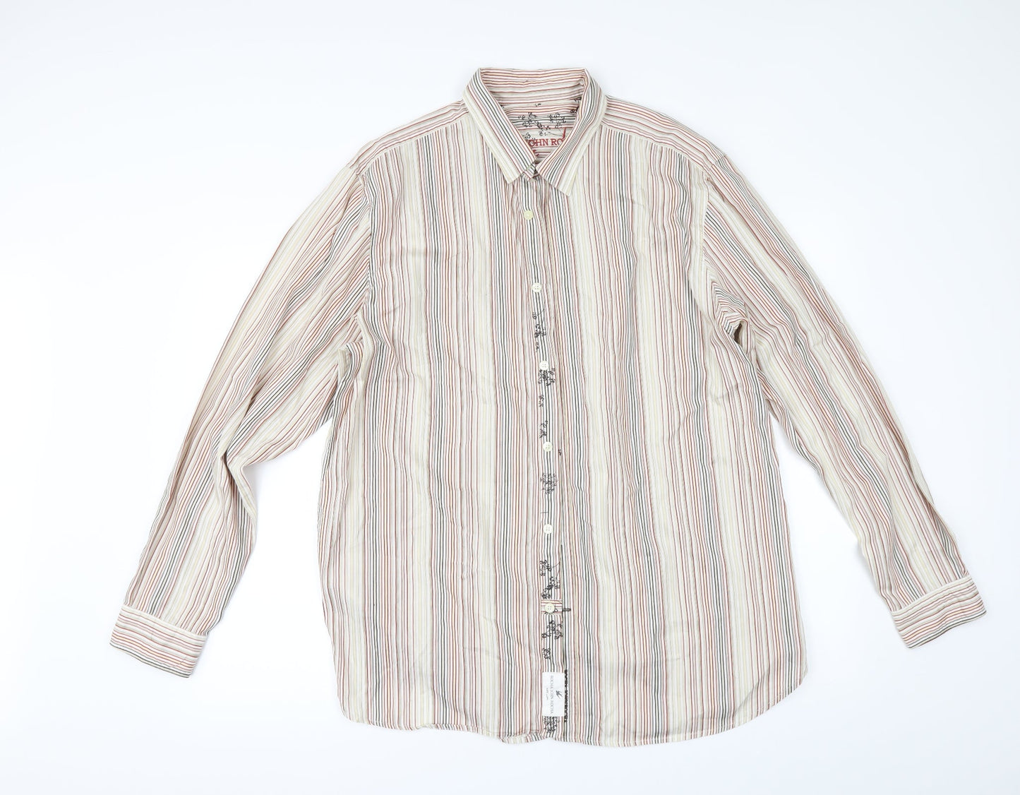Mens UK Size L Debenhams Beige  Button-Up Long Sleeve Casual Shirt