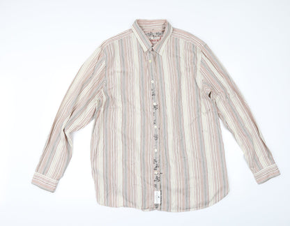 Mens UK Size L Debenhams Beige  Button-Up Long Sleeve Casual Shirt