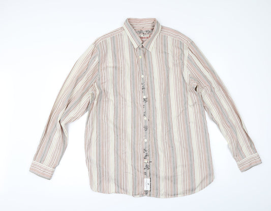 Mens UK Size L Debenhams Beige  Button-Up Long Sleeve Casual Shirt