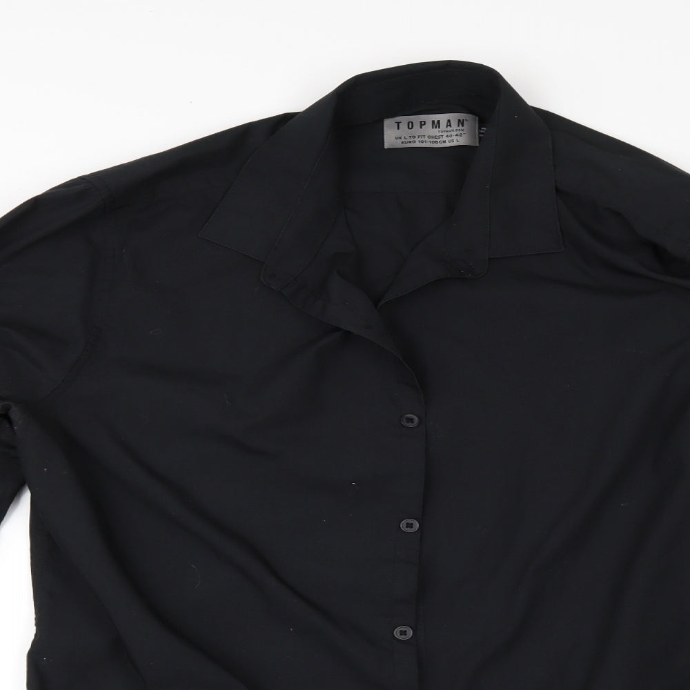 Topman Mens Black    Button-Up Size L