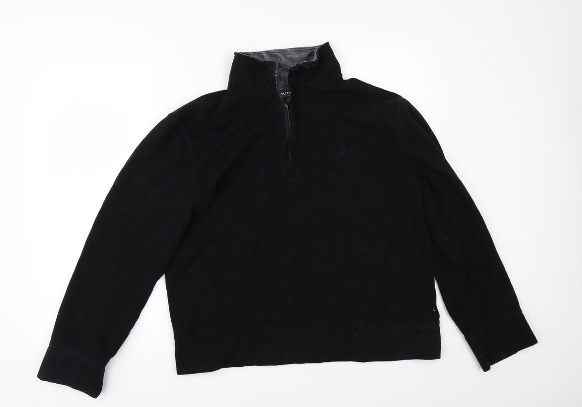 Front view of Nautica women’s black pullover sweatshirt, size M
