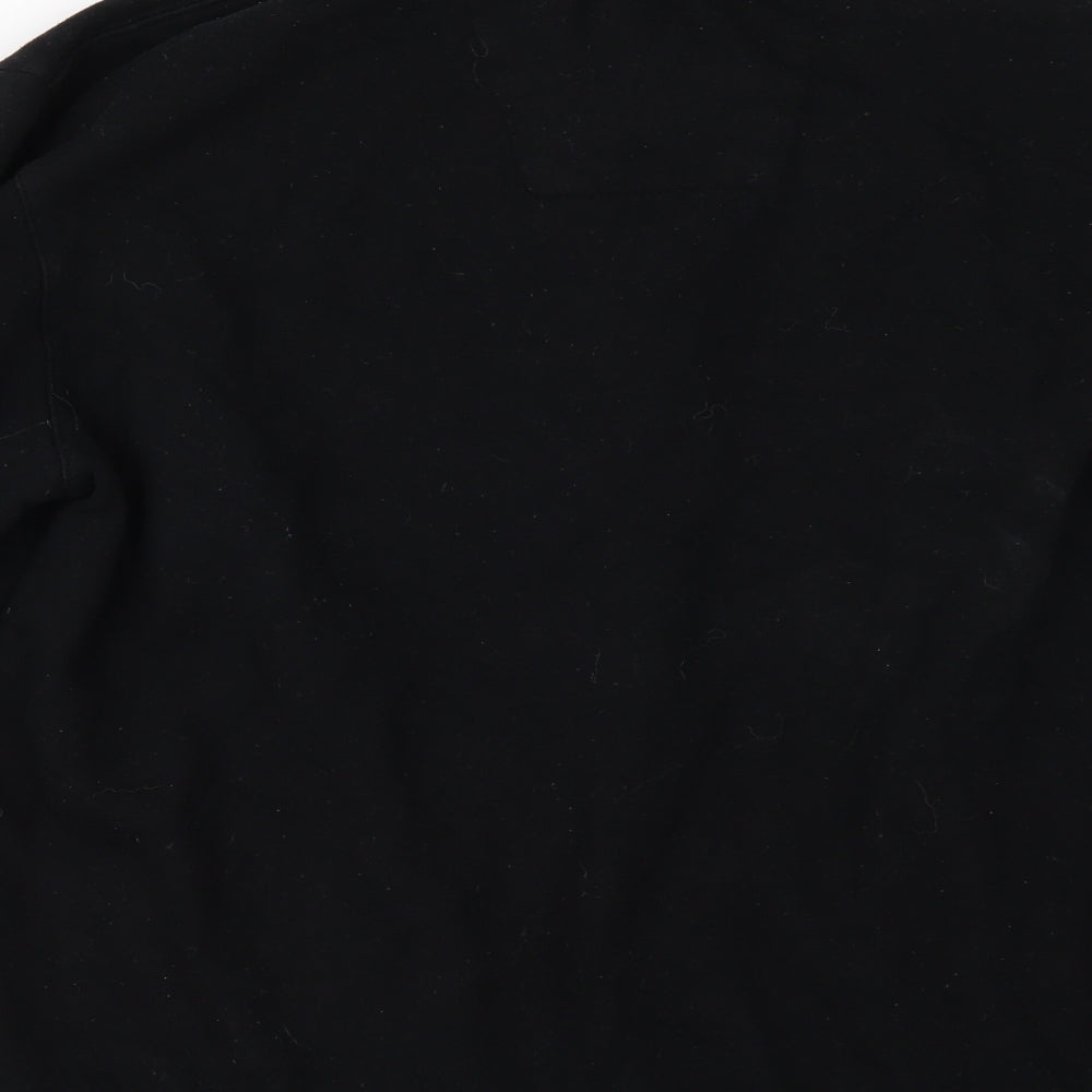 Brand and care label for Nautica women’s black pullover sweatshirt, size M