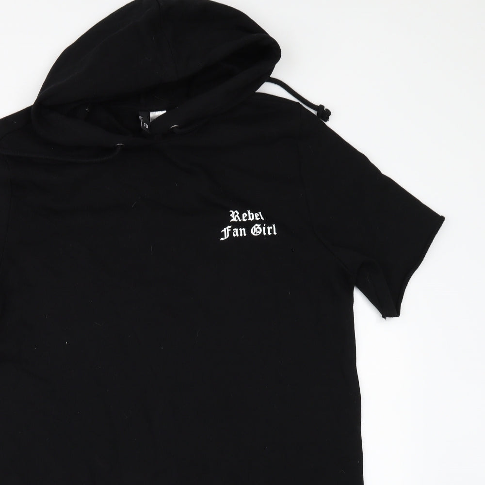 Womens UK Size 10 Divided by H&M Black Pullover Hoodie