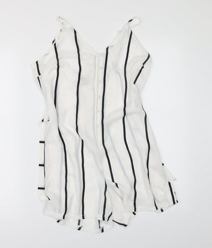 Womens UK Size S Preworn One-Piece White Playsuit