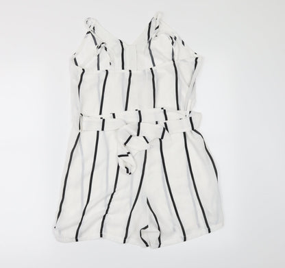 Womens UK Size S Preworn One-Piece White Playsuit