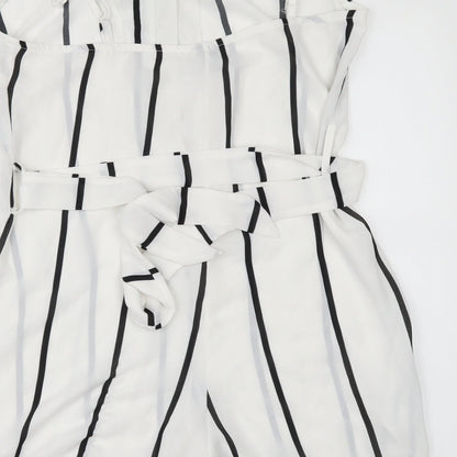 Womens UK Size S Preworn One-Piece White Playsuit