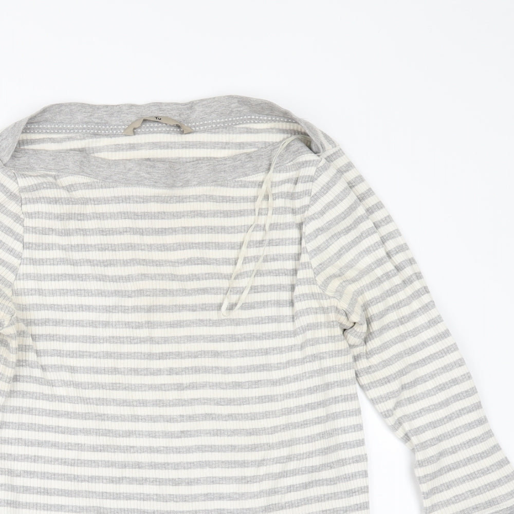 TU Womens Beige Striped  Basic T-Shirt Size 14