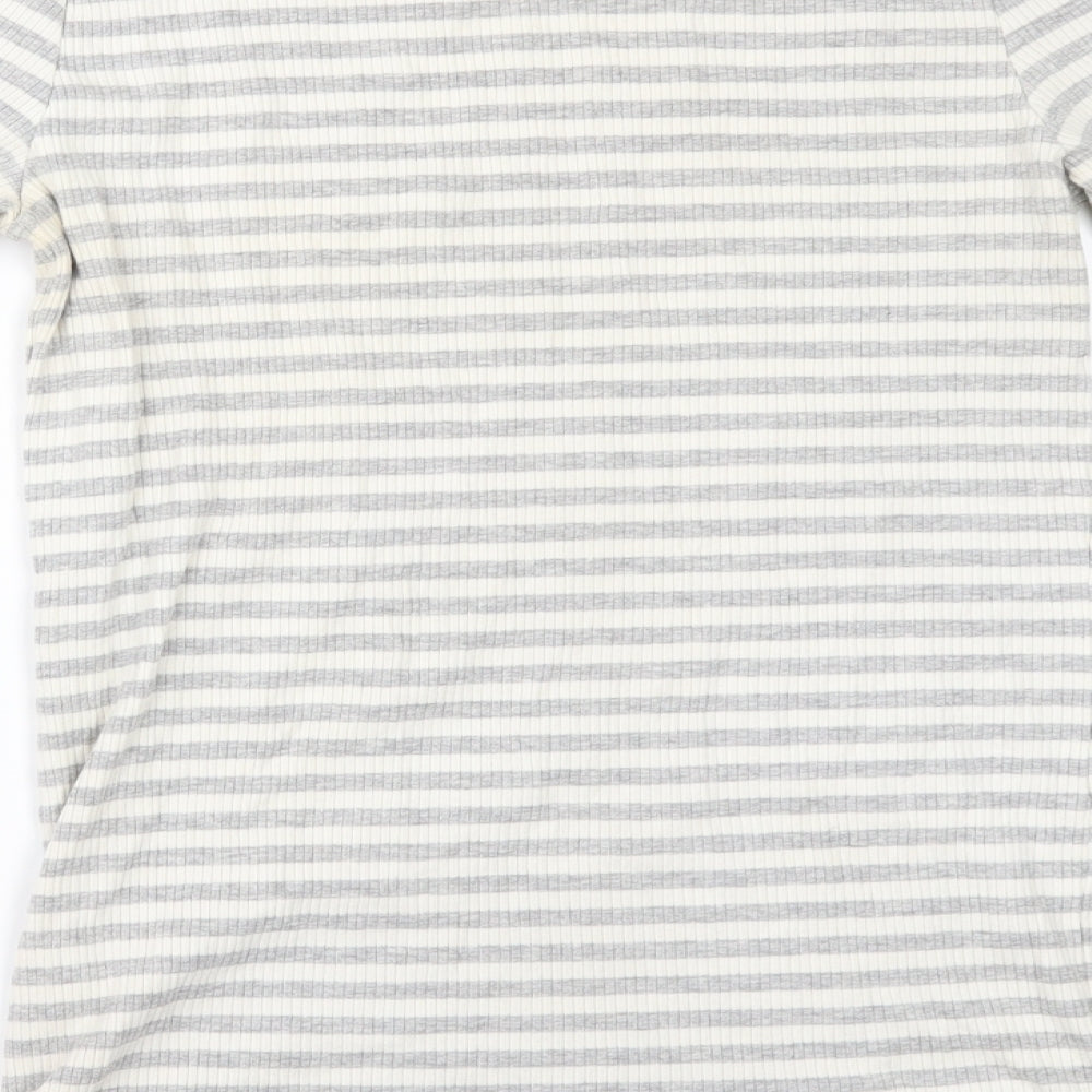 TU Womens Beige Striped  Basic T-Shirt Size 14