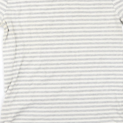 TU Womens Beige Striped  Basic T-Shirt Size 14