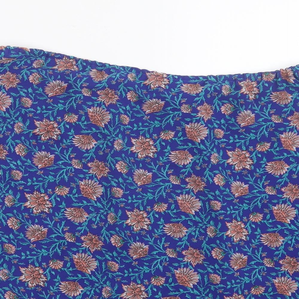H&M Womens Blue Geometric Mesh Basic Blouse Size 10