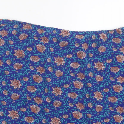 H&M Womens Blue Geometric Mesh Basic Blouse Size 10