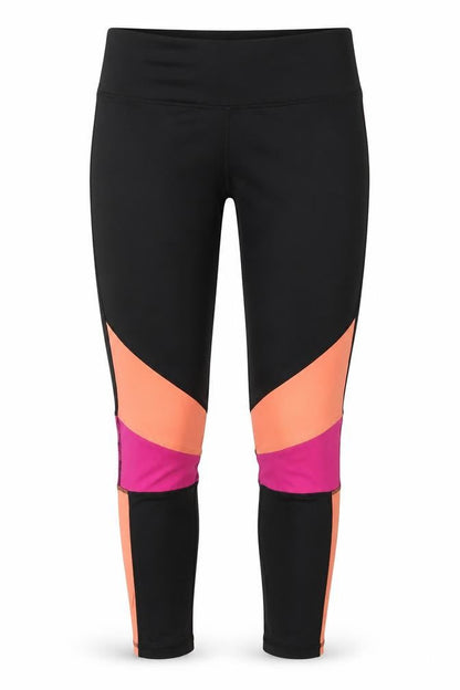 Front view of WorkOut women’s black capri leggings, size UK 10, 27-inch leg