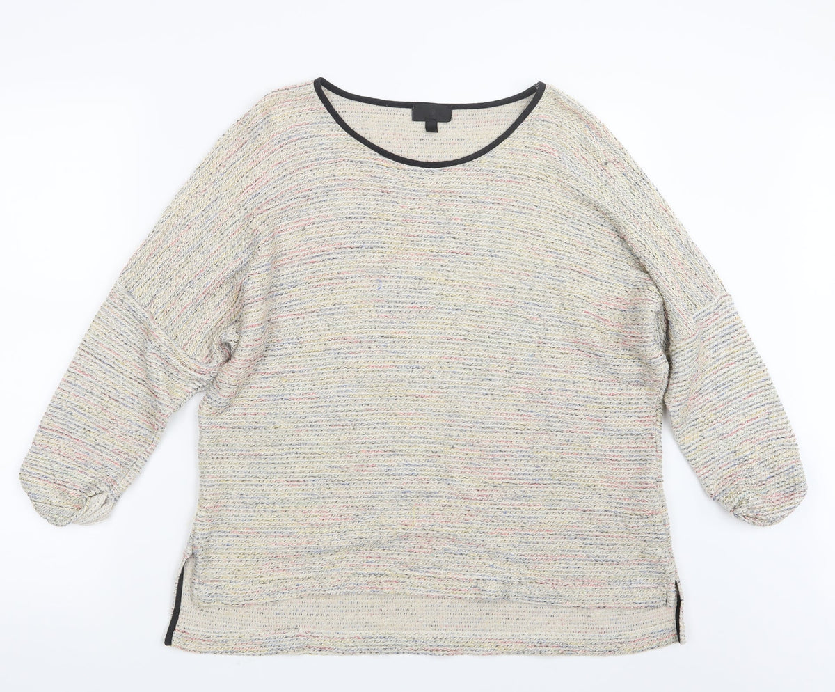 Front view of Topshop women’s beige knit jumper, size UK 12