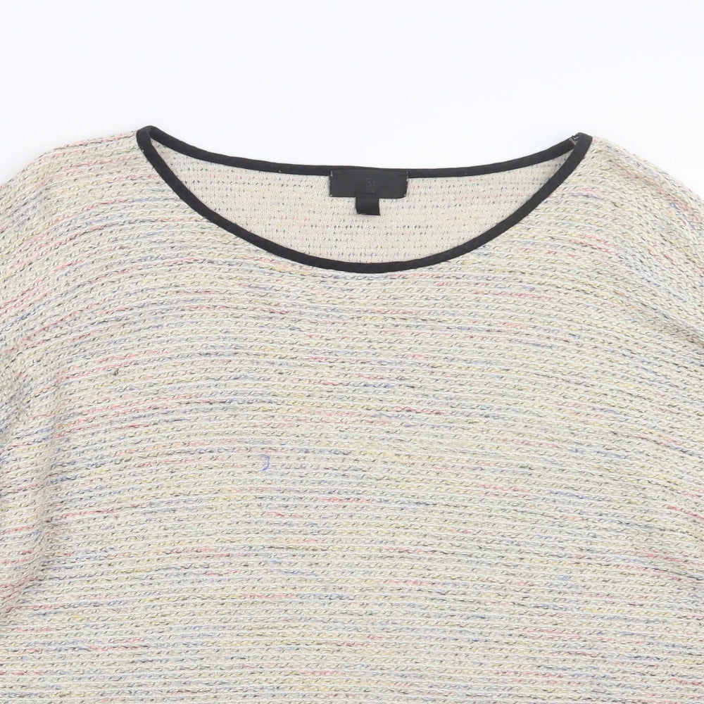 Close-up detail of Topshop women’s beige knit jumper, size UK 12