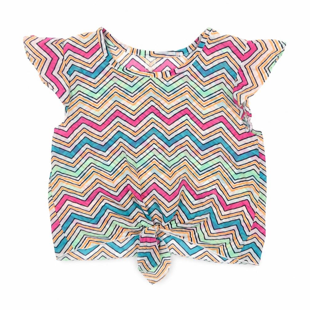Front view of Faded Glory girls’ pink geometric mesh basic t-shirt, size 10-11, years