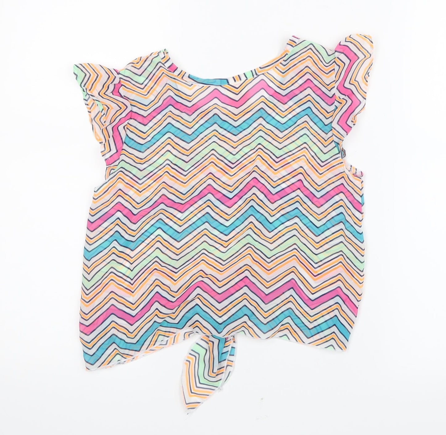 Faded Glory Girls Pink Geometric Mesh Basic T-Shirt Size 10-11 Years