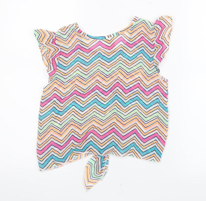 Faded Glory Girls Pink Geometric Mesh Basic T-Shirt Size 10-11 Years
