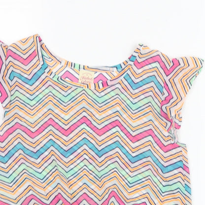 Faded Glory Girls Pink Geometric Mesh Basic T-Shirt Size 10-11 Years