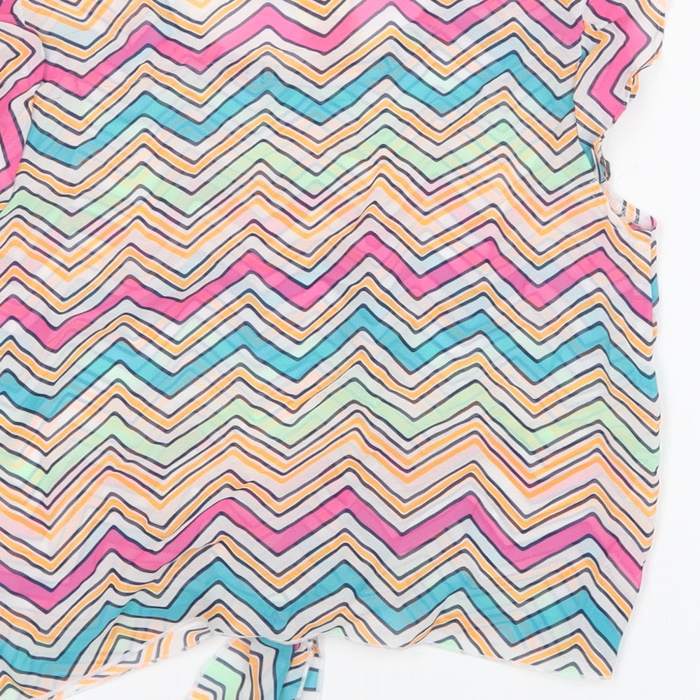 Faded Glory Girls Pink Geometric Mesh Basic T-Shirt Size 10-11 Years