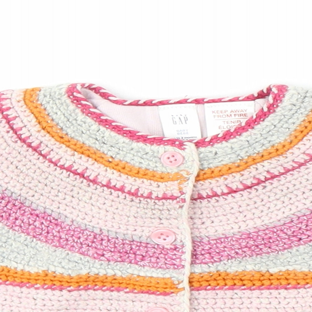 Gap Girls Multicoloured Striped  Cardigan Jumper Size 3-6 Months