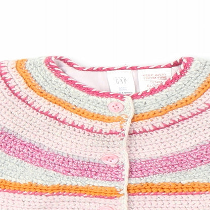 Gap Girls Multicoloured Striped  Cardigan Jumper Size 3-6 Months