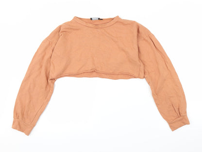 Additional front view of PRETTYLITTLETHING women’s orange jumper, size UK 8, - cropped