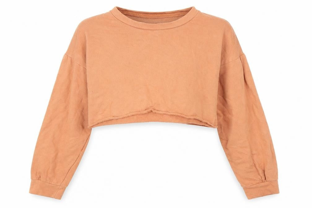 Front view of PRETTYLITTLETHING women’s orange jumper, size UK 8, - cropped