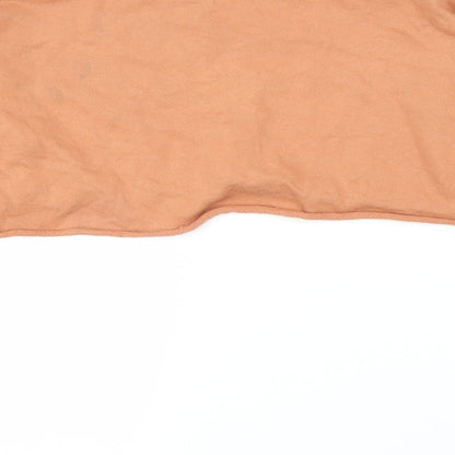 Brand and care label for PRETTYLITTLETHING women’s orange jumper, size UK 8, - cropped