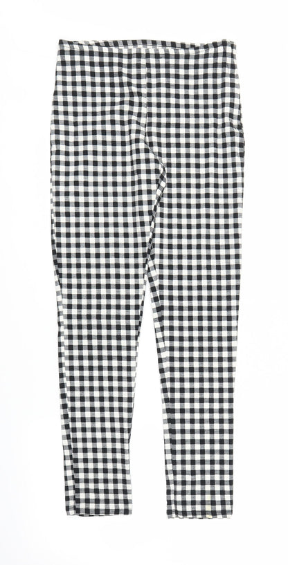 Primark Womens Grey Check  Carrot Trousers Size 8 L25 in